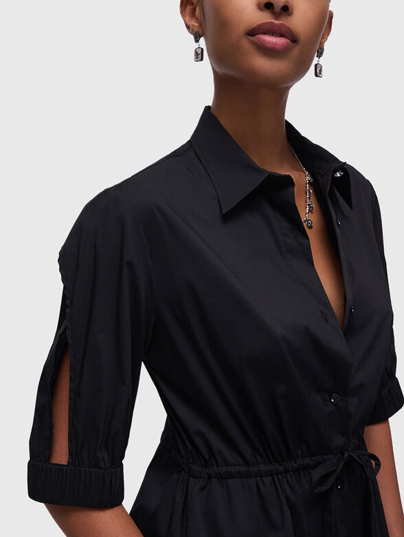Poplin midi dress with short sleeves - 3