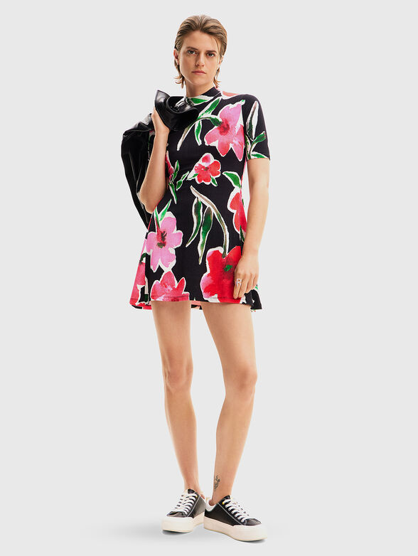 Mini dress with floral print - 4