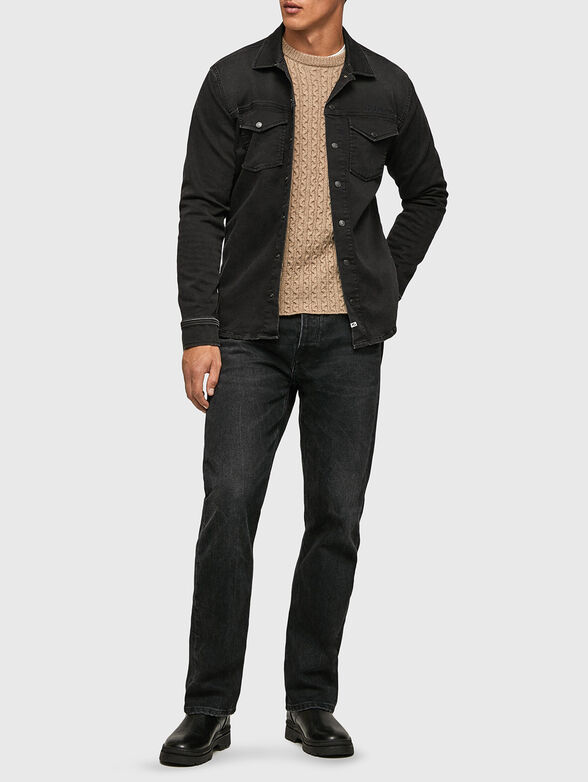 DAVE denim shirt in black color with pockets - 2