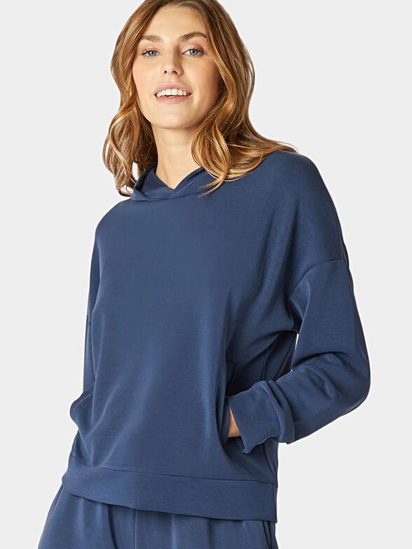DAILY LOUNGEWEAR blue hooded sweatshirt - 1