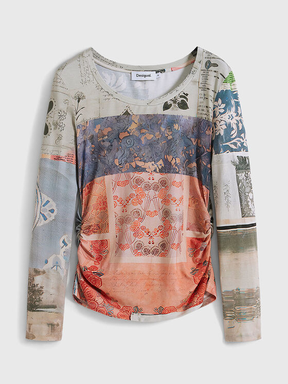 Блуза с дълъг ръкав и овално деколте - 1