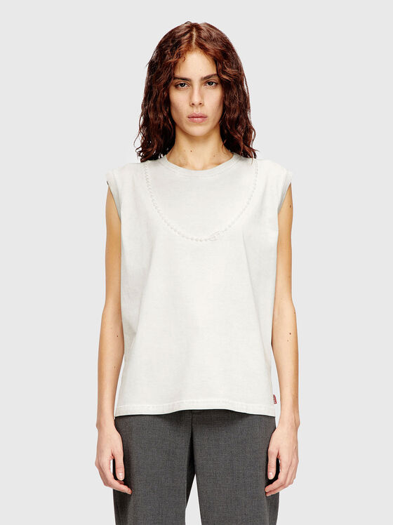 Памучна тениска T-EMBEJ с релефен детайл - 1