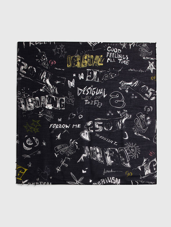 Square scarf with graffiti print - 1