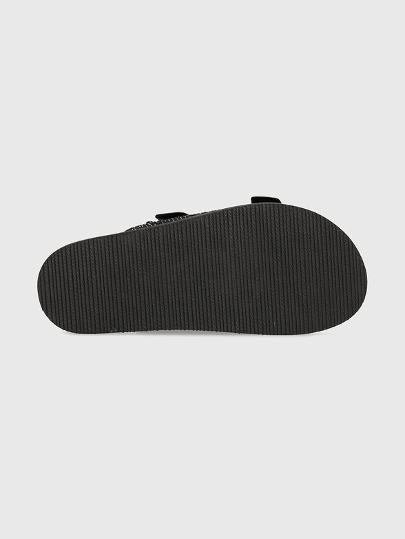 Crystal embellished slippers in black  - 5