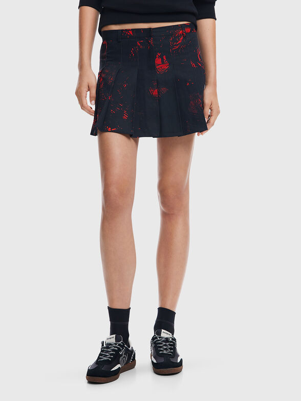 Pleated mini skirt with contrast print - 1