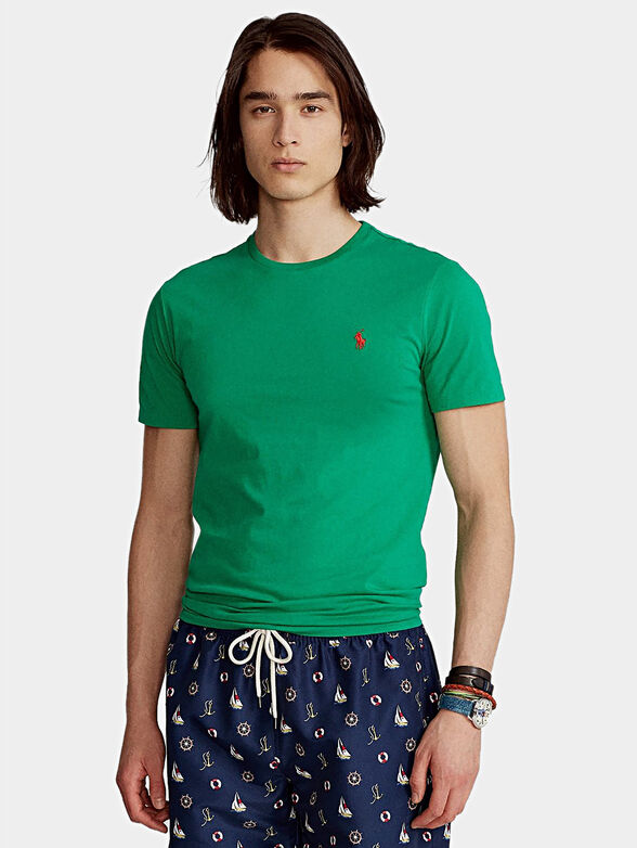 Green T-shirt with logo embroidery - 4