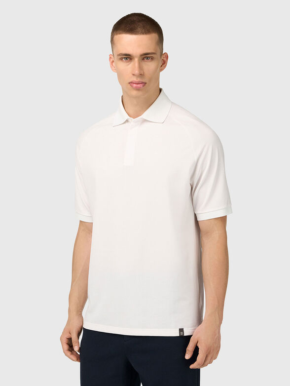 White polo shirt made of cotton blend  - 1