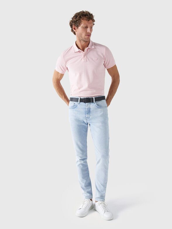 Pale pink polo shirt with logo patch accent - 2