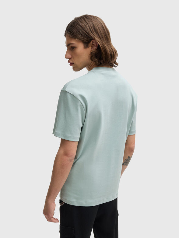 Cotton T-shirt with oval neckline in black - 3