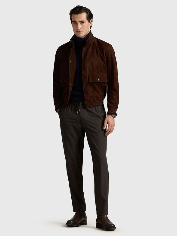 Dark brown trousers with elastic waist - 4
