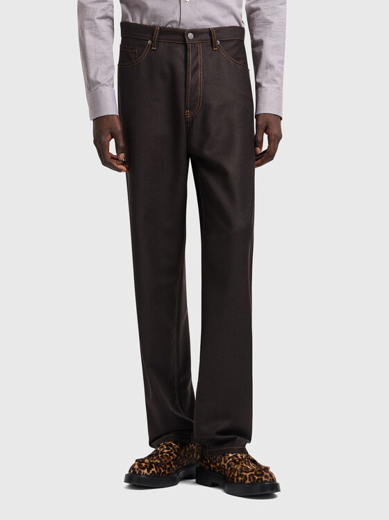 Denim effect wool pants - 1