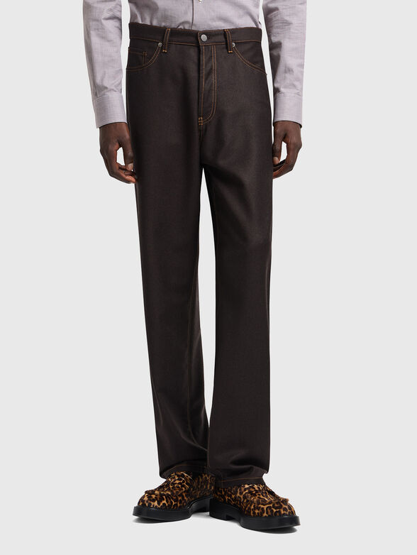 Denim effect wool pants - 1