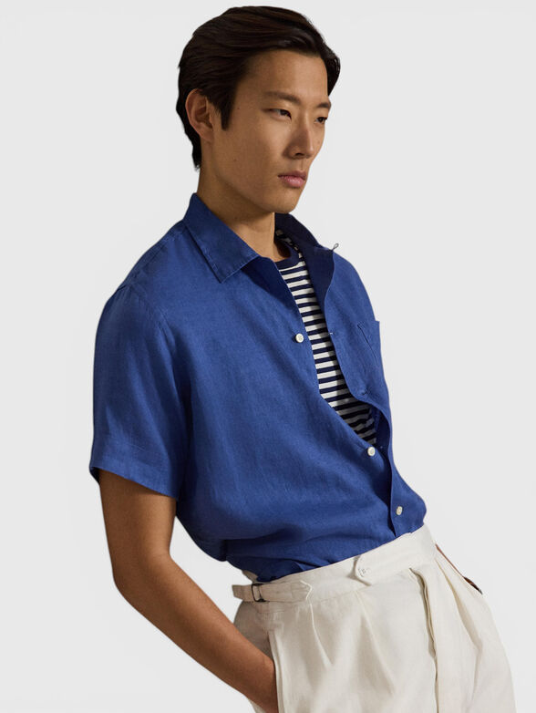 Linen shirt with embroidered logo - 1