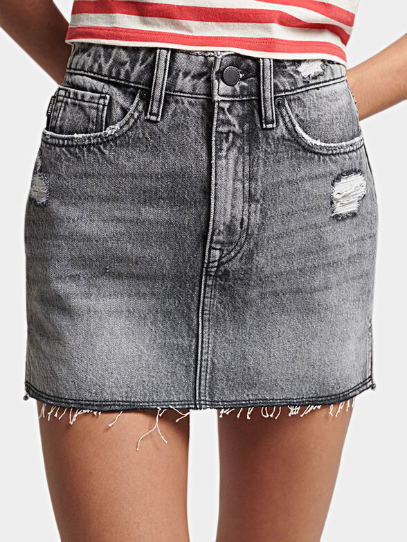 Mini denim skirt with worn effect - 1