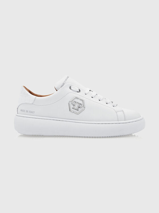White leather sneakers with black detail - 1