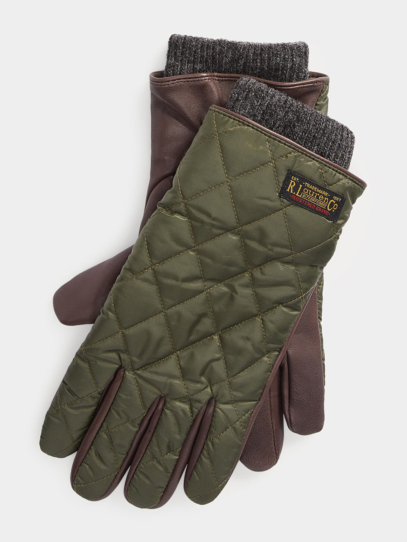 Green gloves with quilted effect brand POLO RALPH LAUREN Globalbrandsstore en