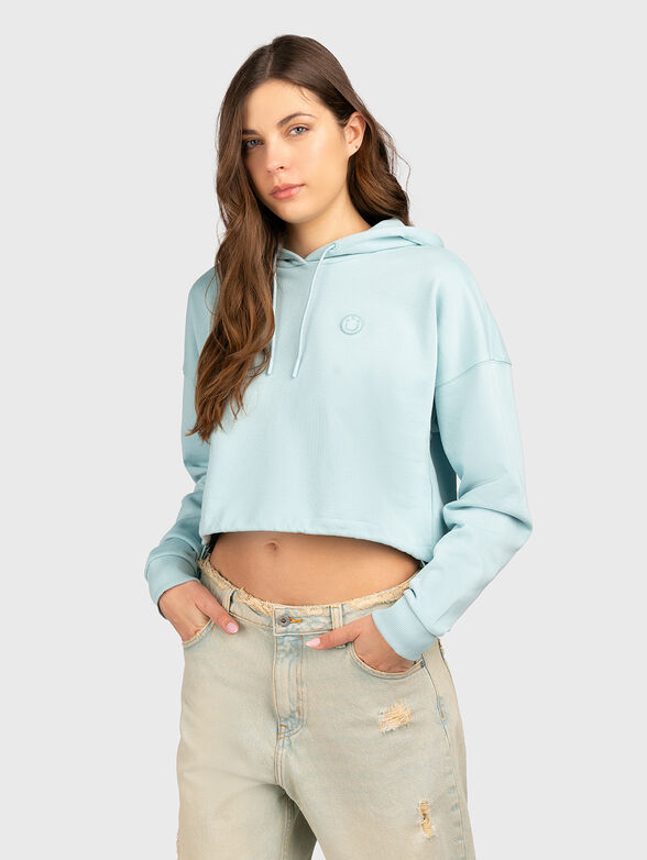 Cropped sweatshirt with hood and ties - 1