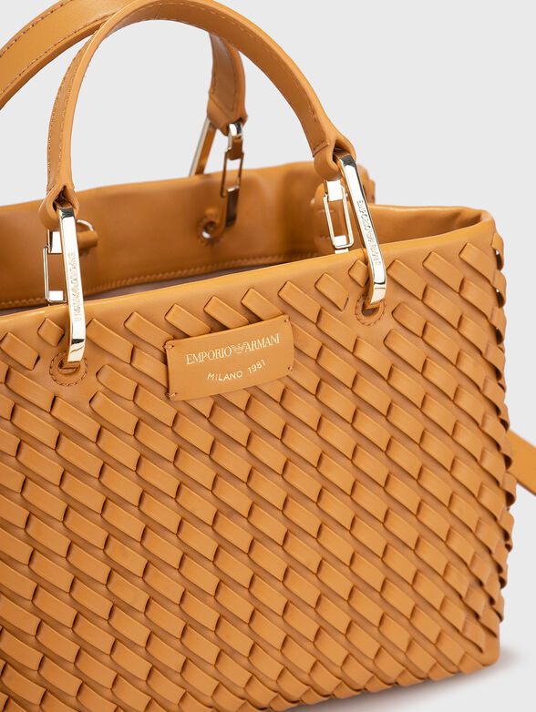 Leather bag with knitted effect and a tote - 5