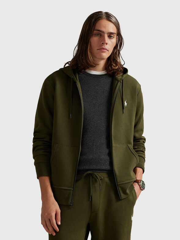 Cotton sweatshirt with hood and zip - 1