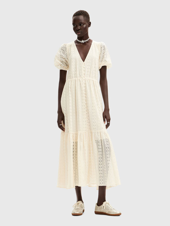 Maxi tulle dress with embroidered flowers - 1