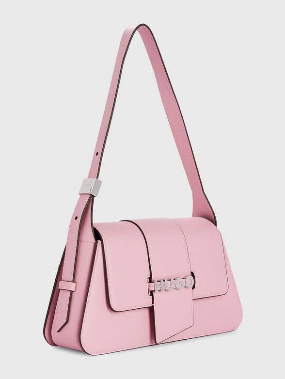 Faux leather shoulder bag with accent logo - 4