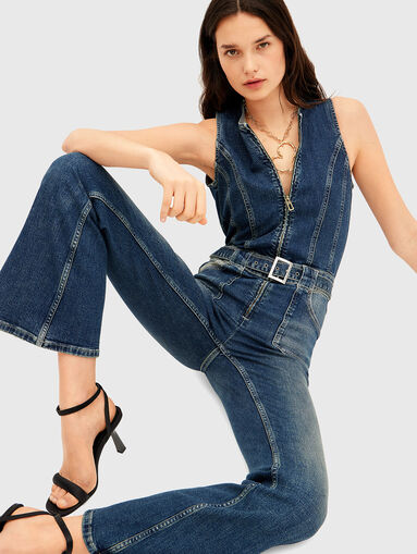 Dark blue denim jumpsuit  - 4