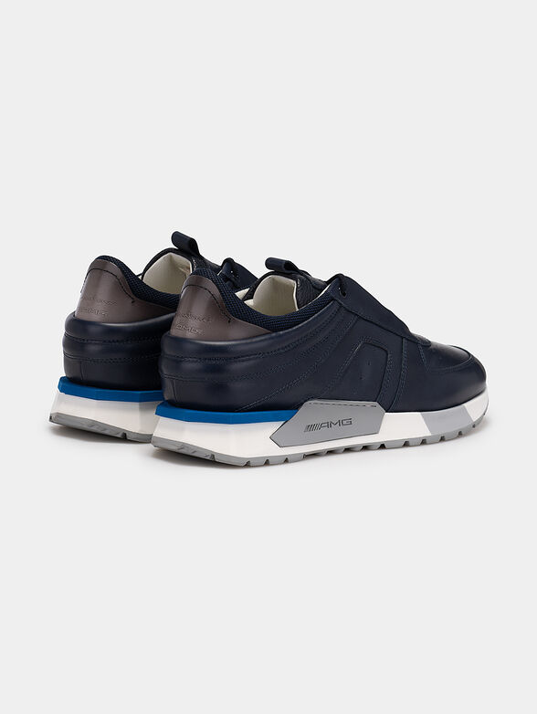 Leather sneakers in dark blue color - 3
