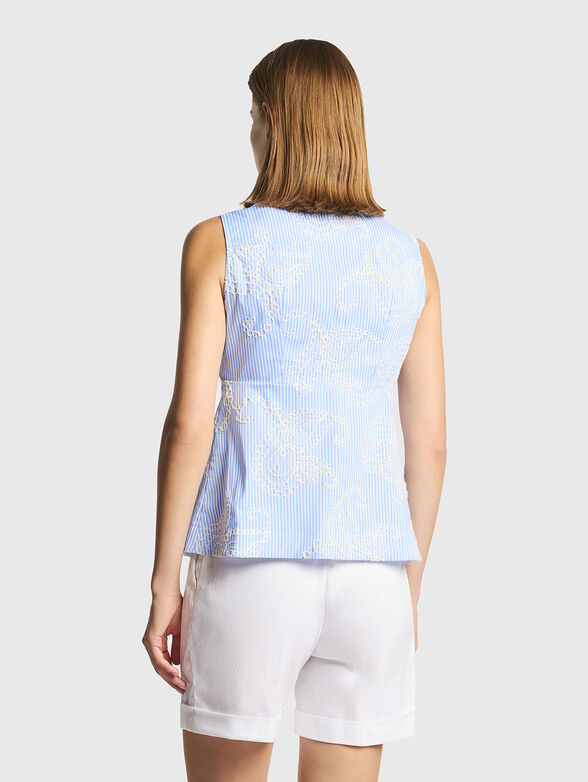 Striped cotton poplin shirt with embroidery - 3