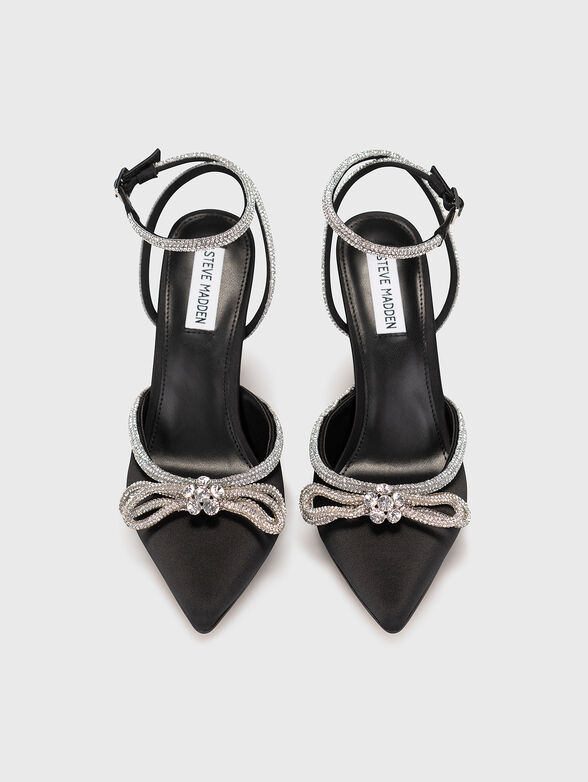 VIABLE black satin sandals with rhinestones - 6