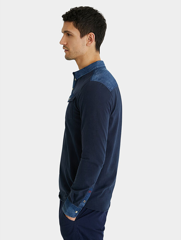 Cotton and denim polo shirt - 4