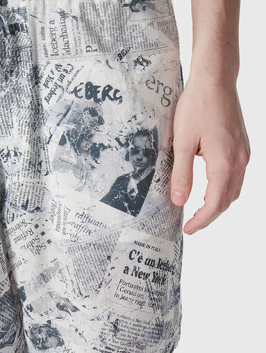 Linen shorts with accent print - 4