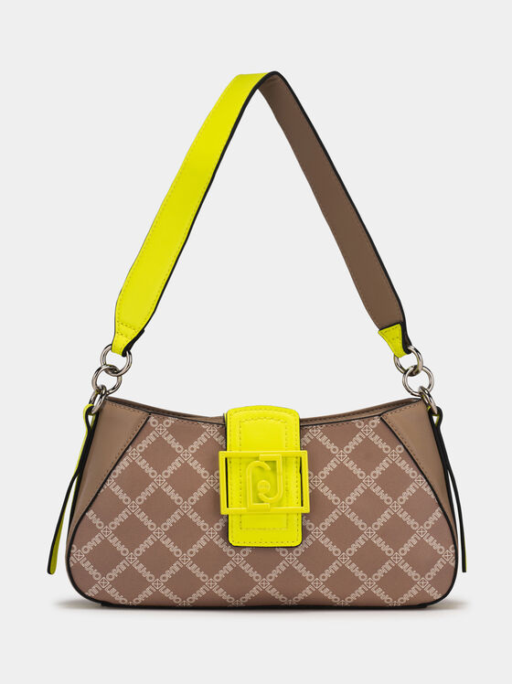 Чанта за рамо с лого принт и неонови детайли - 1