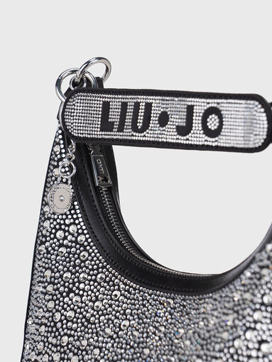 Crystal embellished bag in black  - 4