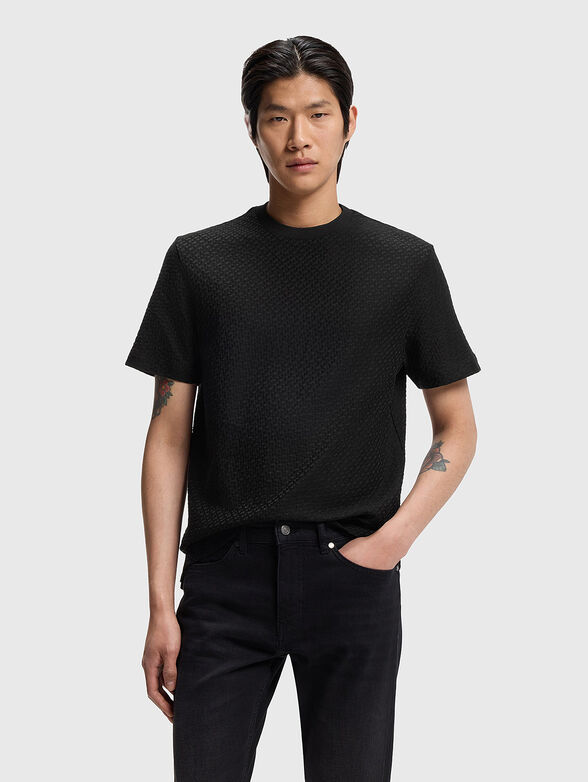 Cotton T-shirt with textured pattern - 1
