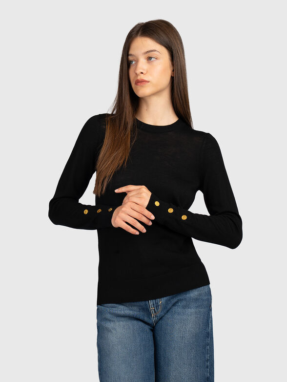 Wool sweater with accent sleeves - 1
