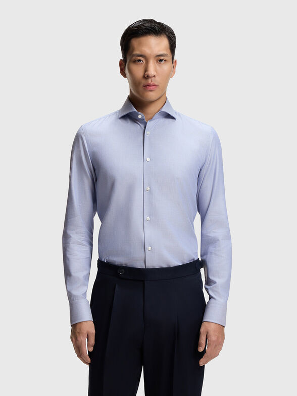 Blue cotton blend shirt - 1