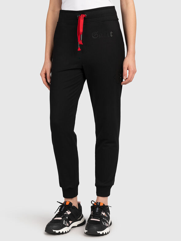 JL003 black sports trousers with print - 0