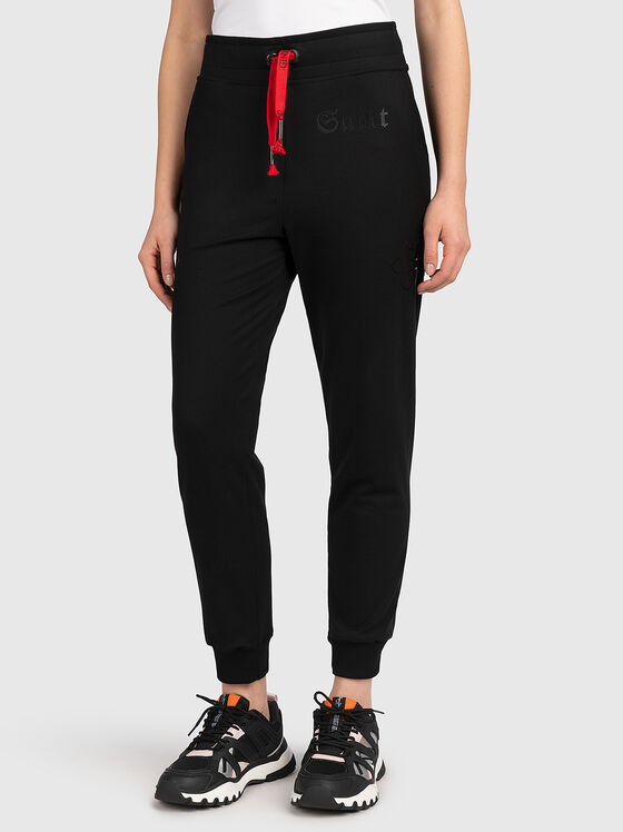 Черен спортен панталон JL003 с принт - 1