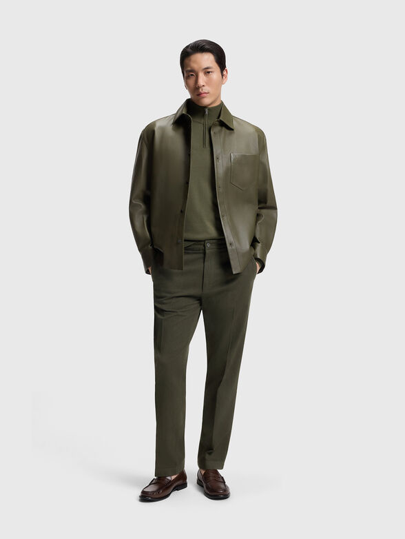Straight fit cotton blend trousers - 4