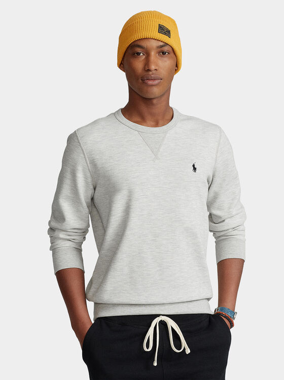 Сив суитшърт с лого бродерия - 1