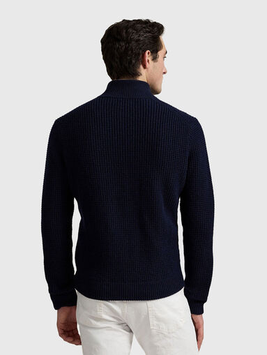 Waffle knit wool-cotton cardigan - 3