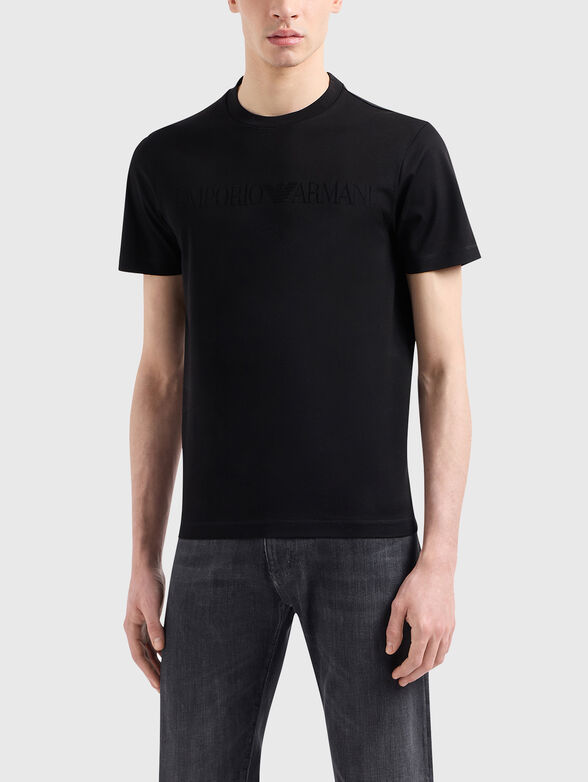 Cotton T-shirt with oval neckline in white - 1