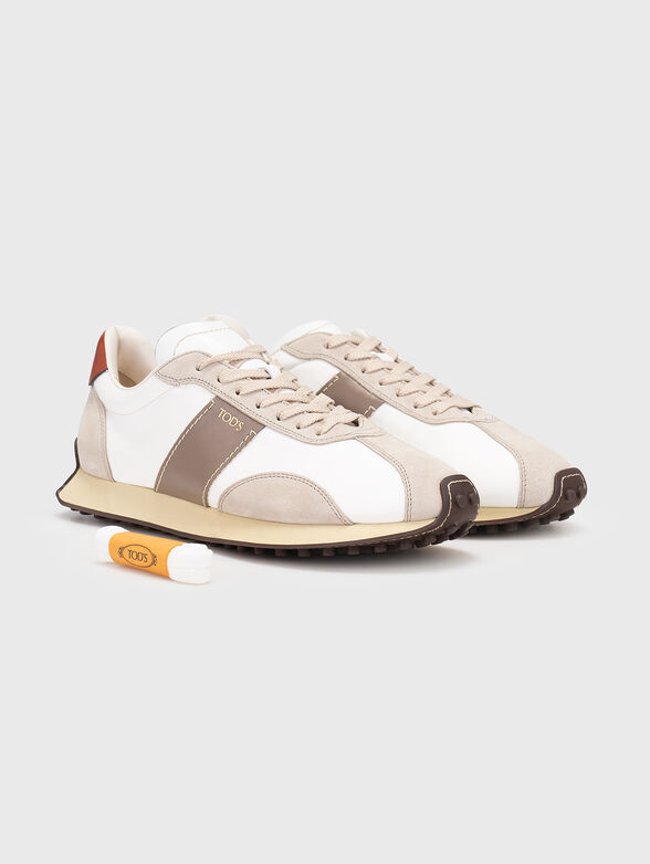 Leather and fabric sneakers - 1