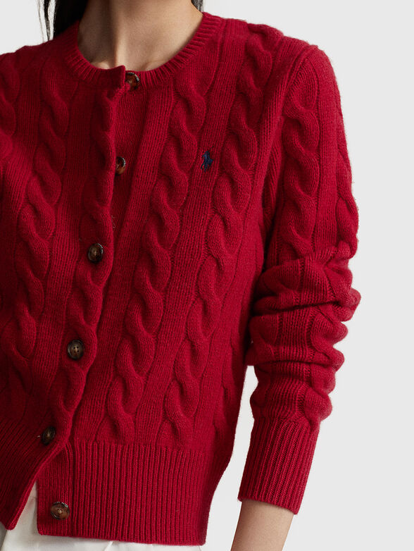 Red cardigan in wool blend - 4
