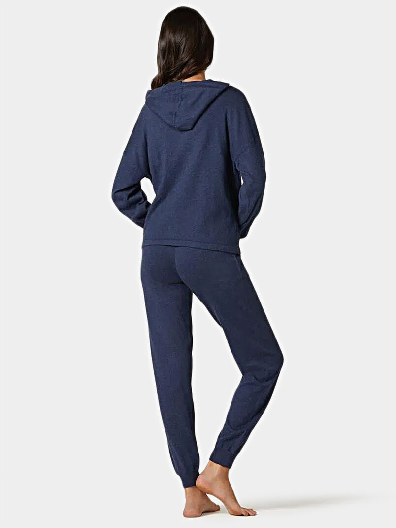 Loungewear cashmere Blue hooded sweatshirt - 3