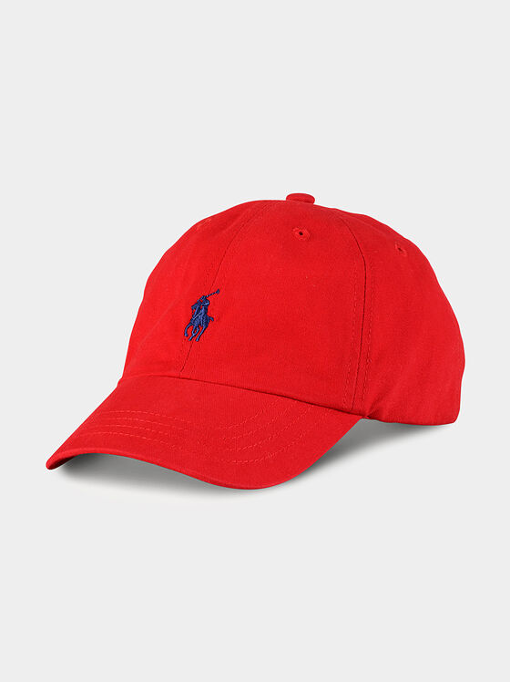 Бейзболна шапка в червен цвят с лого - 1