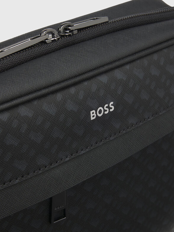 Leather tote bag with logo print - 4