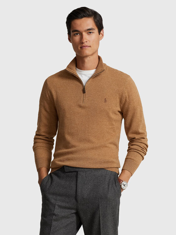 Вълнен пуловер с бродирано лого - 1