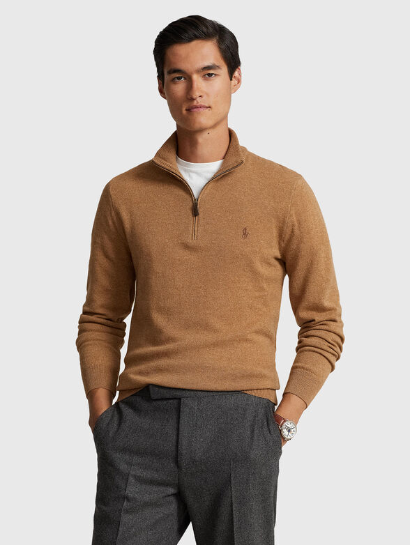 Wool sweater with embroidered logo - 1