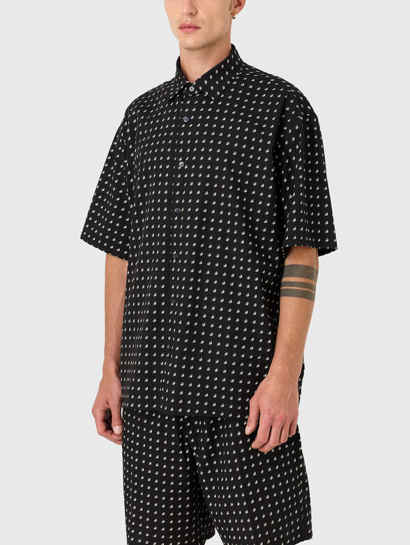 Black shirt with monogram logo print - 1